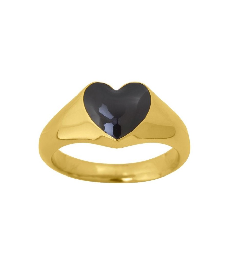 Ringar Edblad | Signet Ring Heart Black Gold