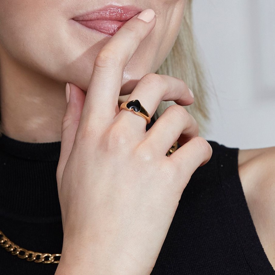 Ringar Edblad | Signet Ring Heart Black Gold