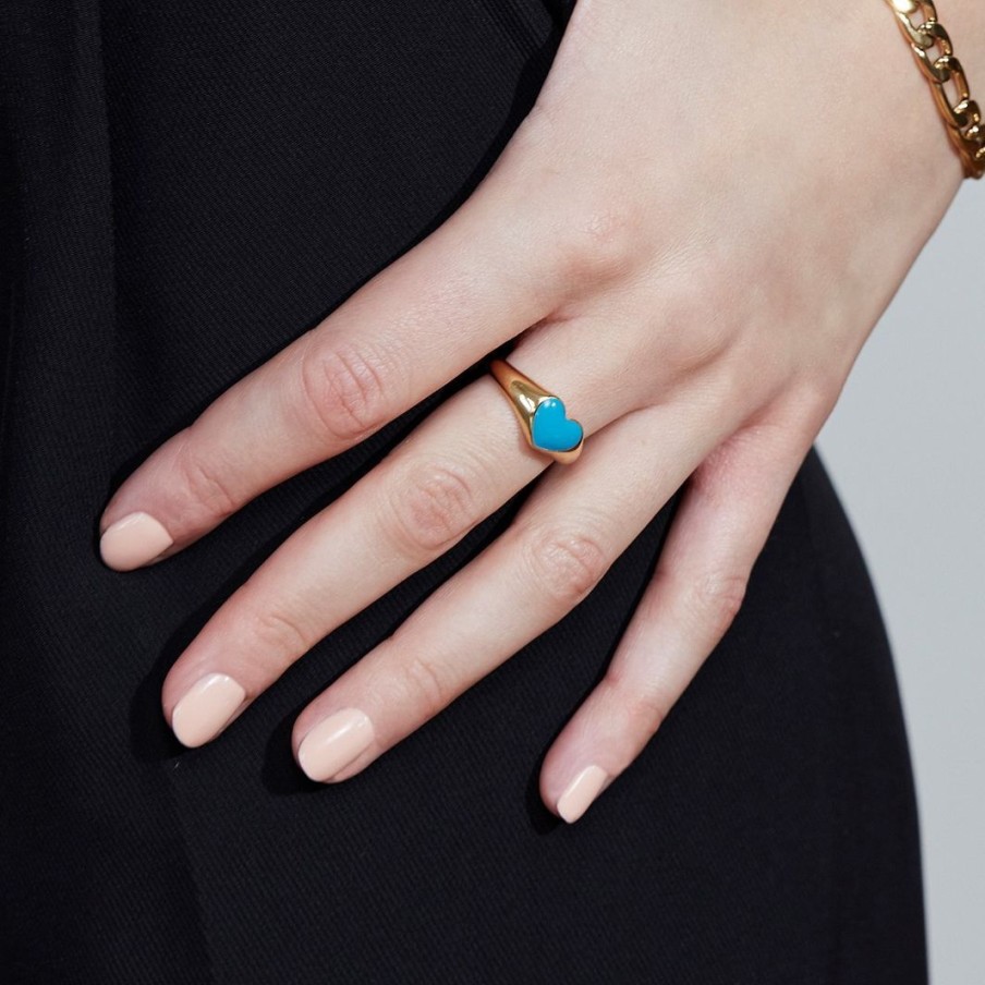 Ringar Edblad | Signet Ring Heart Turquoise Gold