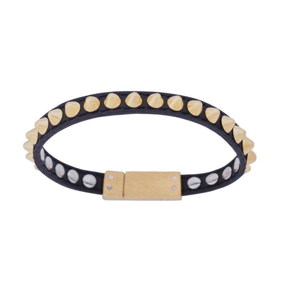Armband Edblad | Peak Bracelet Leather Black Gold