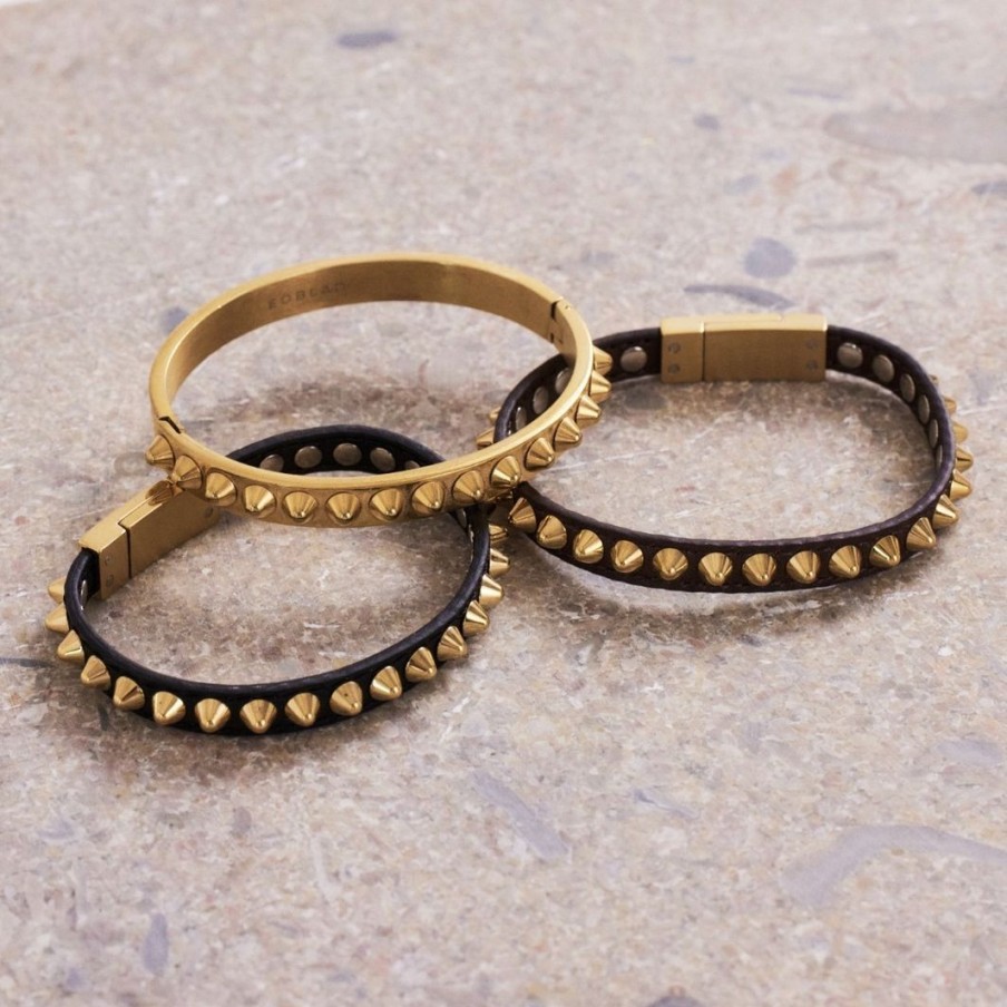 Armband Edblad | Peak Bracelet Leather Black Gold