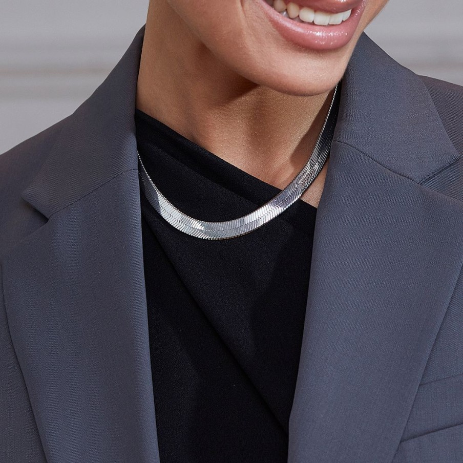 Halsband Edblad | Herringbone Necklace L Rhodium
