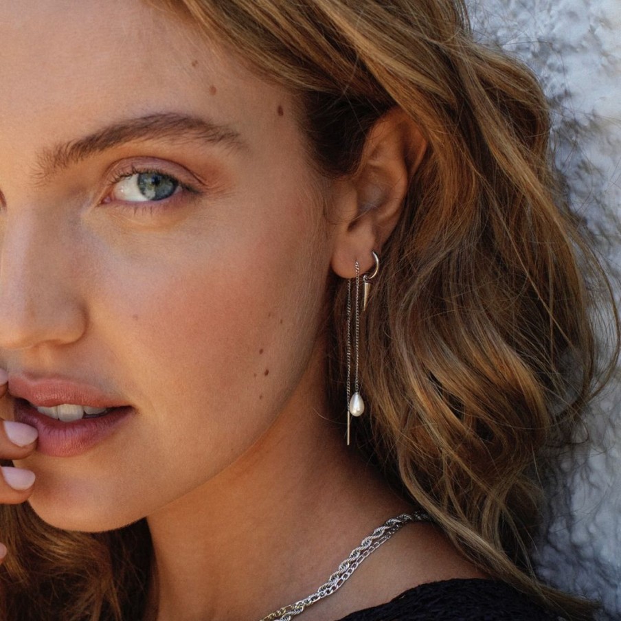 Orhangen Edblad | Pearl Chain Earrings Steel