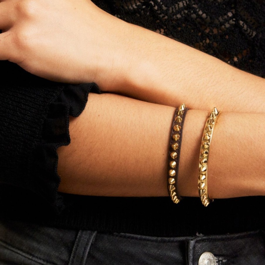 Armband Edblad | Peak Bracelet Leather Brown Gold