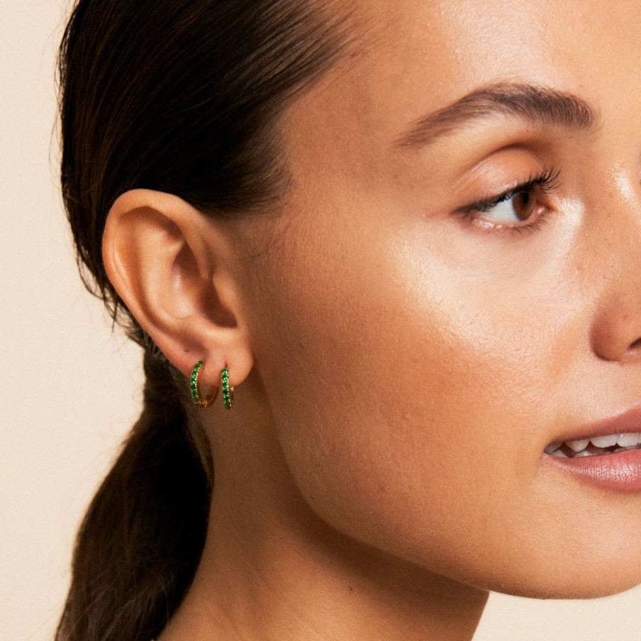 Orhangen Edblad | Sparkle Mini Hoops Green Gold
